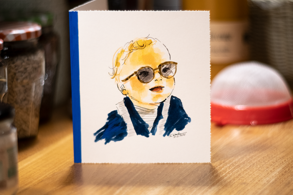 An old pencil drawing of Don Quixote and Sancho Panza sitting on their horses, by Wilhelm Marstrand.